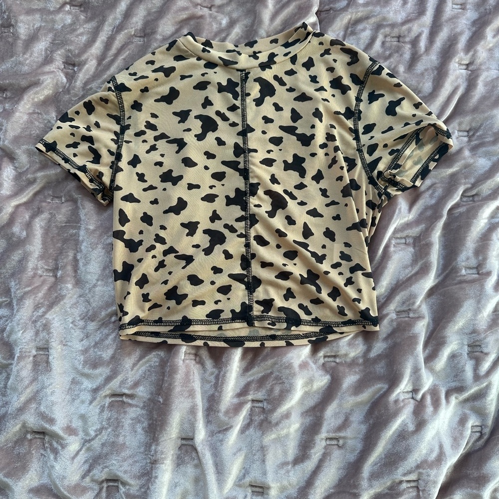 Cow Print Short Sleeve Top